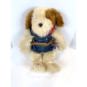 Build A‎ Bear Retired Shaggy Dog Creamy White/Brown Red Collar w/Barking Sound